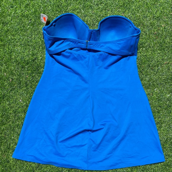 SPANX Retro Dresskini Underwire Swim Top Blue size 10 new with tags beach Vegas - Picture 3 of 7